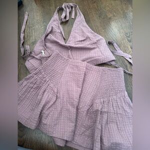 Free People Mauve Halter Top and Skirt Set